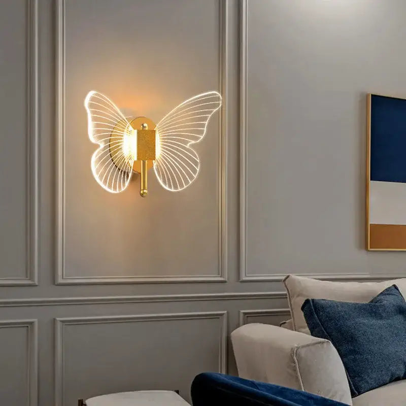 Modern gold butterfly nordic led wall lamp bedroom sconce