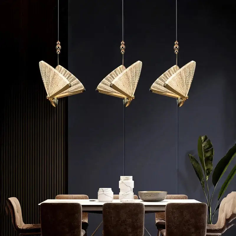Modern gold butterfly pendant lamps bedroom luxury lighting fixtures