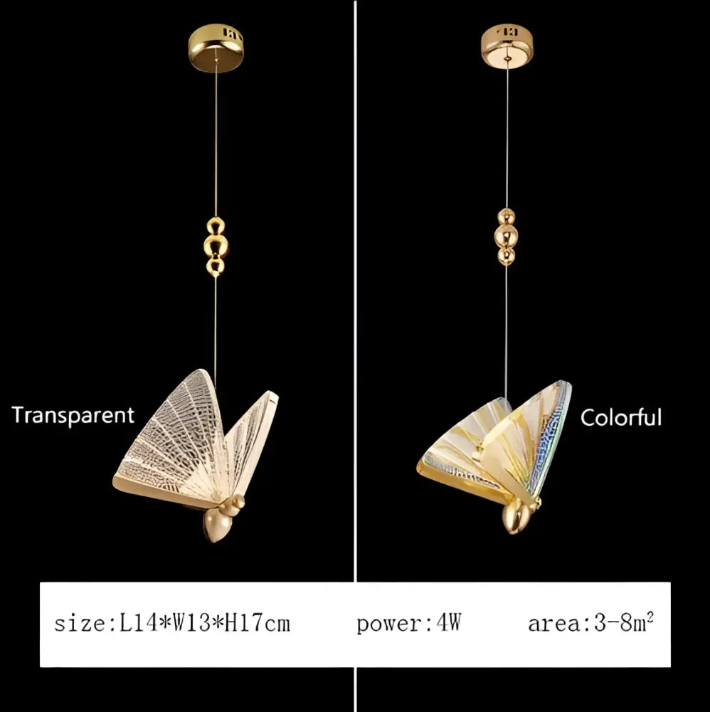 Modern gold butterfly pendant lamps bedroom luxury lighting fixtures