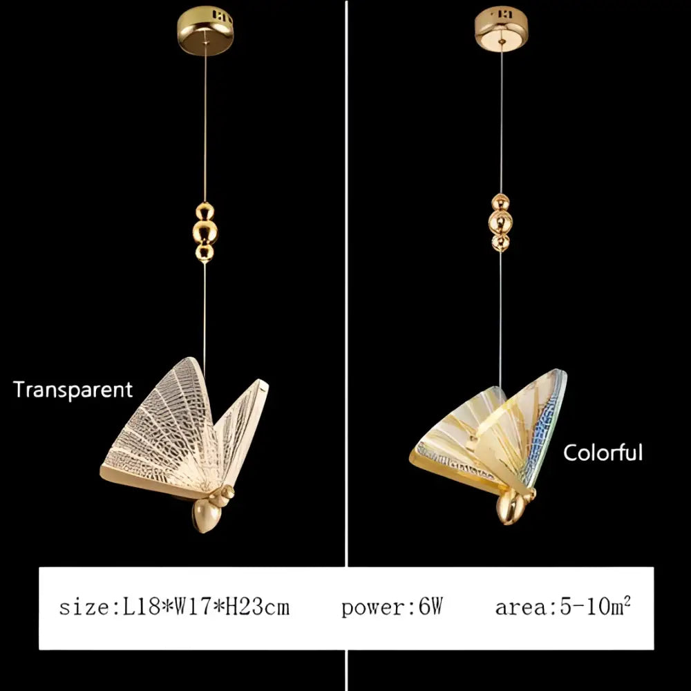 Modern gold butterfly pendant lamps bedroom luxury lighting fixtures