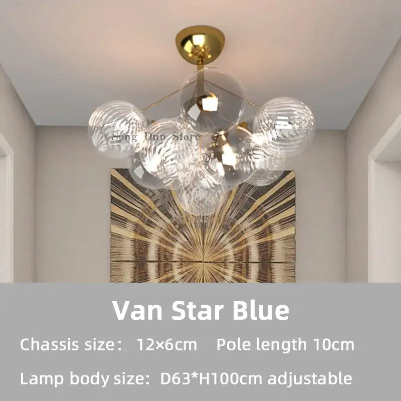 Modern gold cartoon bubble ball chandelier for kids room