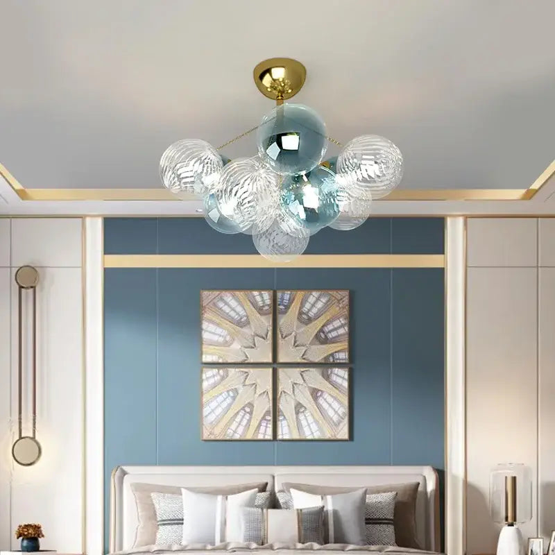 Modern gold cartoon bubble ball chandelier for kids room