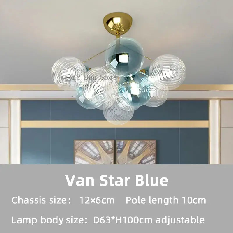 Modern gold cartoon bubble ball chandelier for kids room