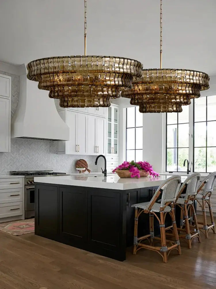 Modern gold cascading crystal pendant lights dining room chandelier