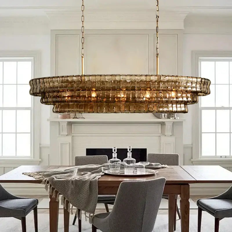 Modern gold cascading crystal pendant lights dining room chandelier