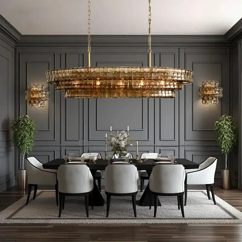 Modern gold cascading crystal pendant lights dining room chandelier