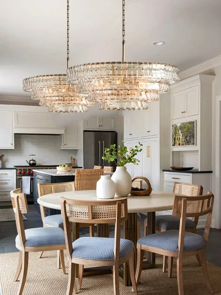 Modern gold cascading crystal pendant lights dining room chandelier