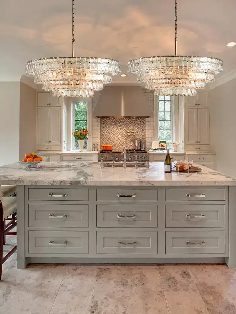 Modern gold cascading crystal pendant lights dining room chandelier