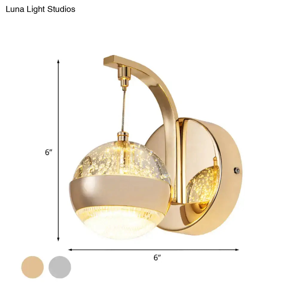 Modern gold & chrome crystal ball wall light for bedroom lighting