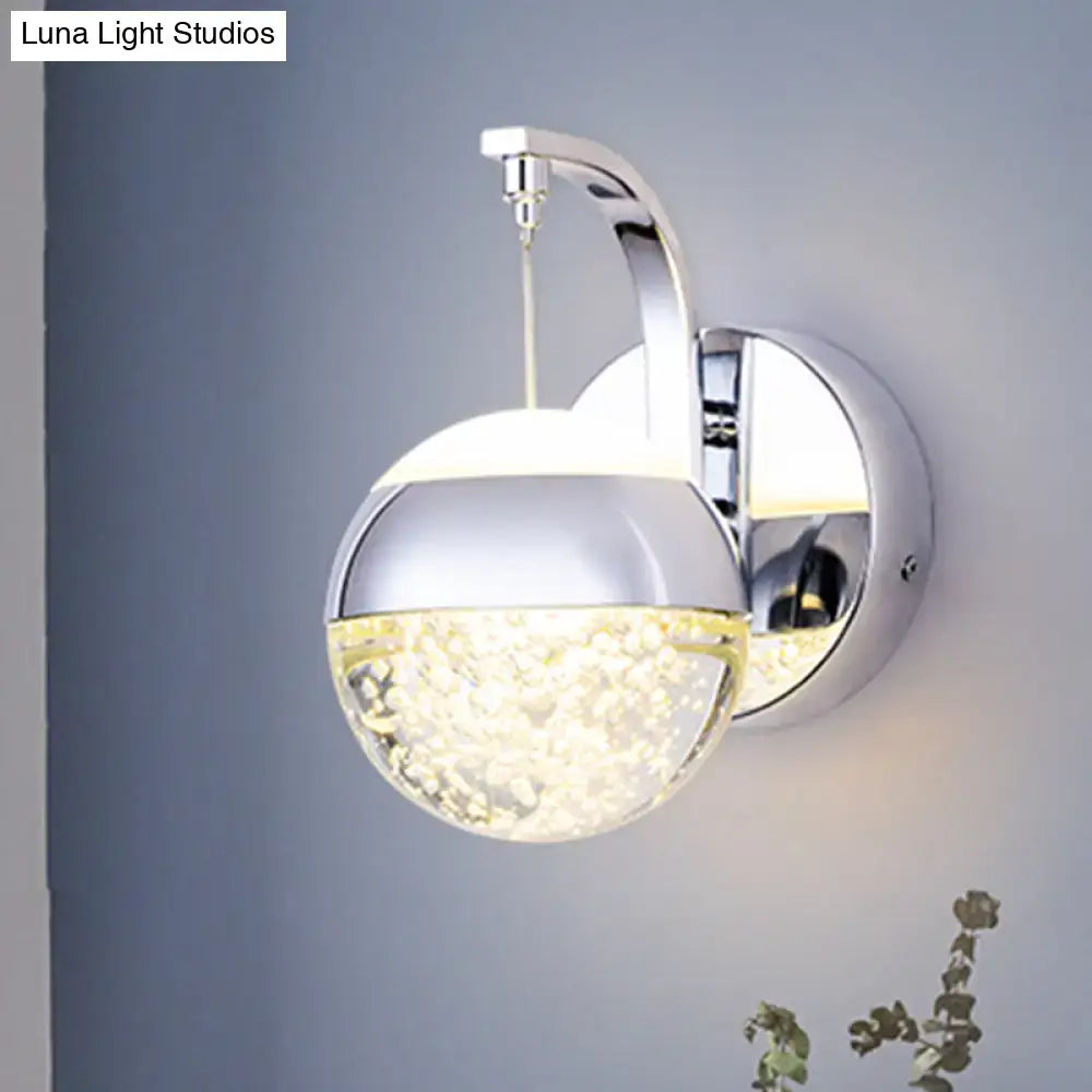 Modern gold & chrome crystal ball wall light for bedroom lighting