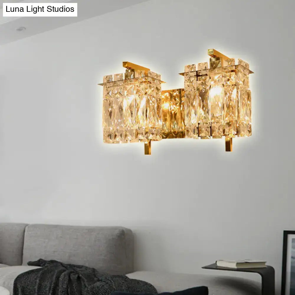 Modern gold & chrome crystal wall light living room e12 e14 fixture