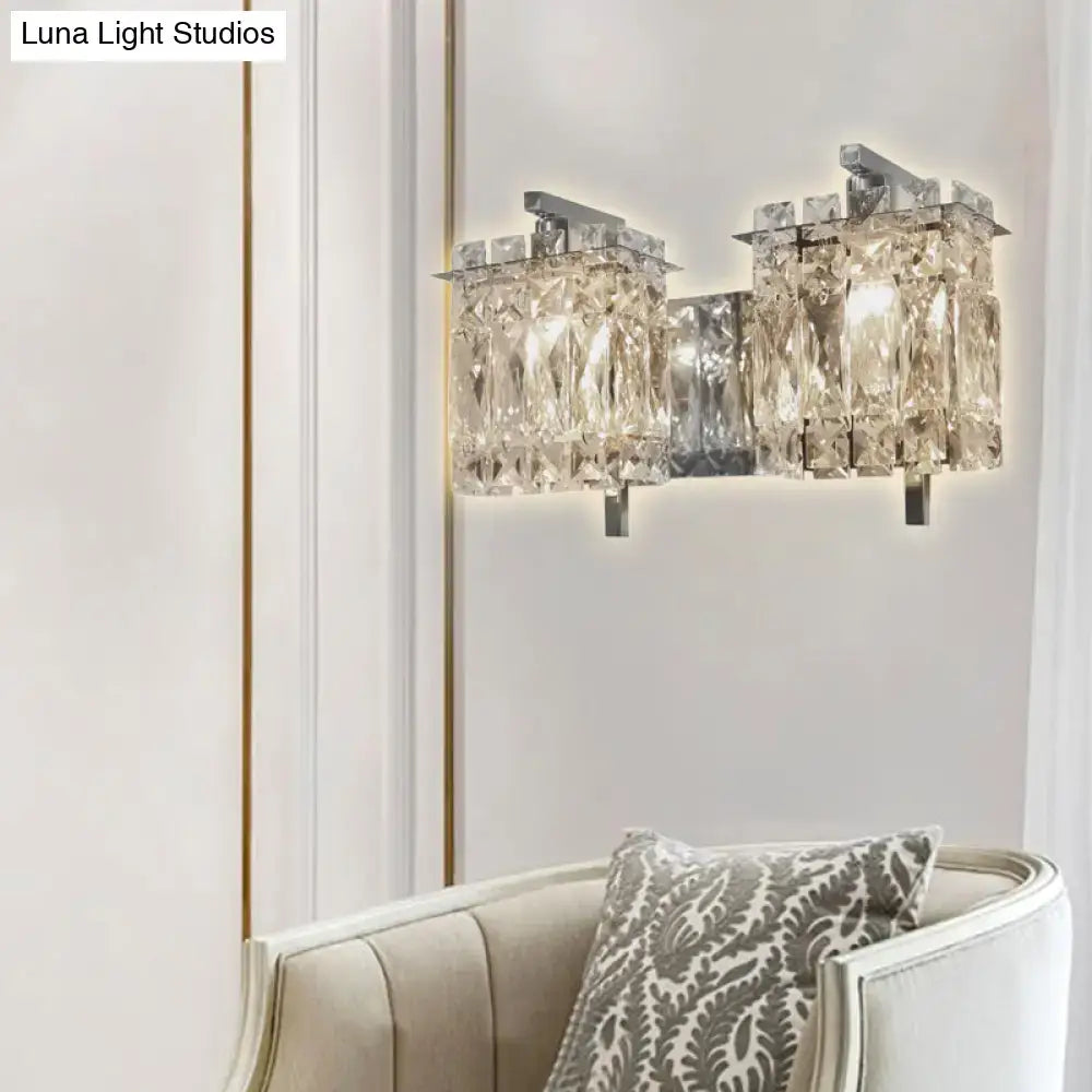 Modern gold & chrome crystal wall light living room e12 e14 fixture