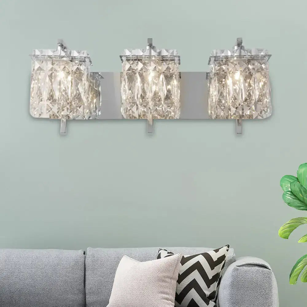 Modern gold & chrome crystal wall light living room e12 e14 fixture