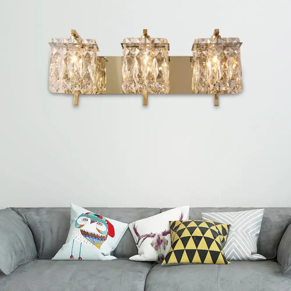 Modern gold & chrome crystal wall light living room e12 e14 fixture