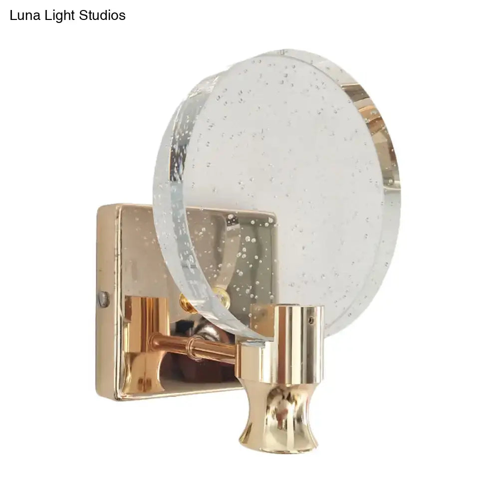 Modern gold circle panel wall light bedroom bubble crystal sconce