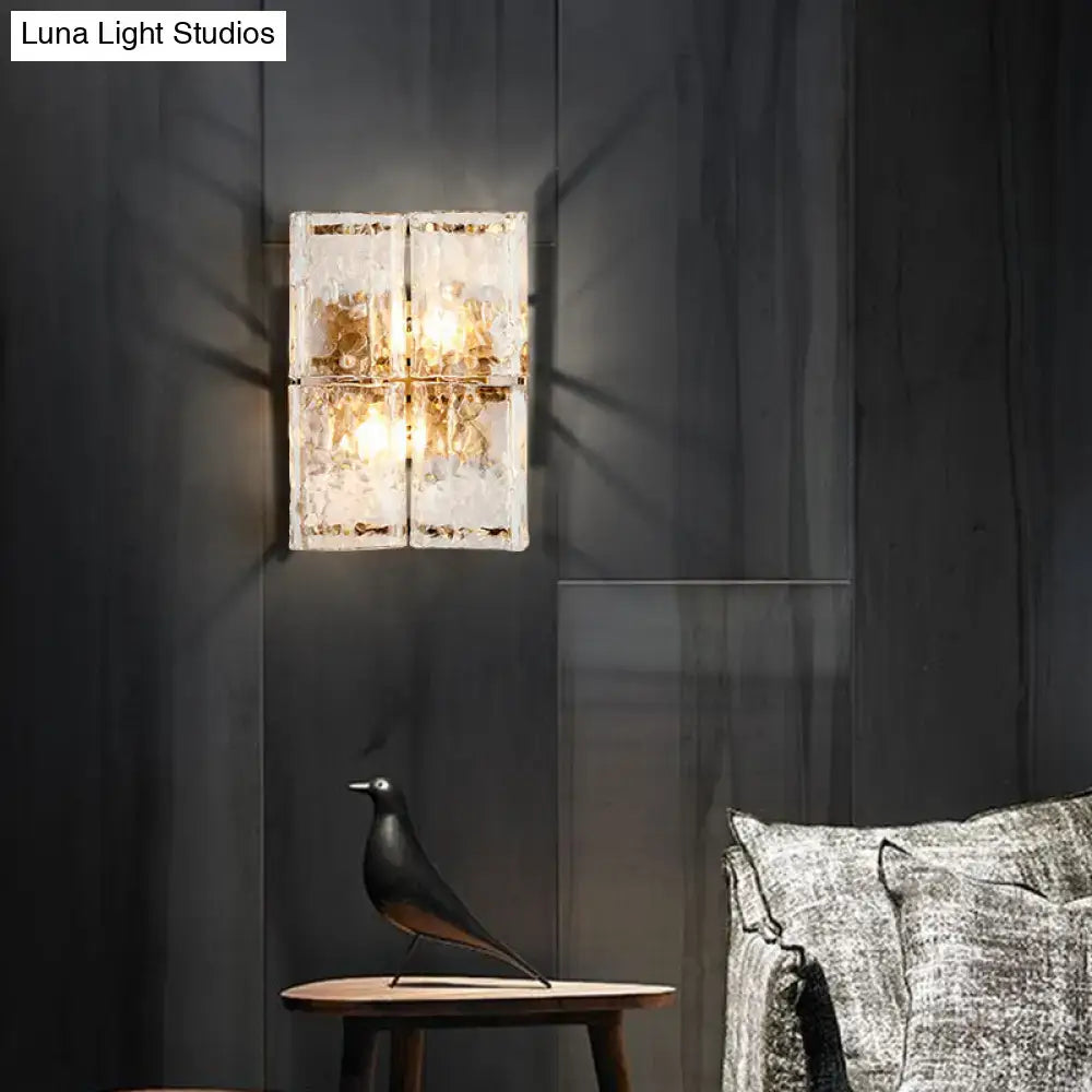 Modern gold clear water glass wall sconce 2 lights bedroom