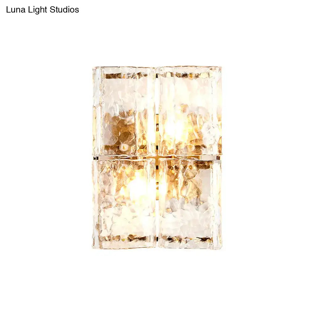 Modern gold clear water glass wall sconce 2 lights bedroom