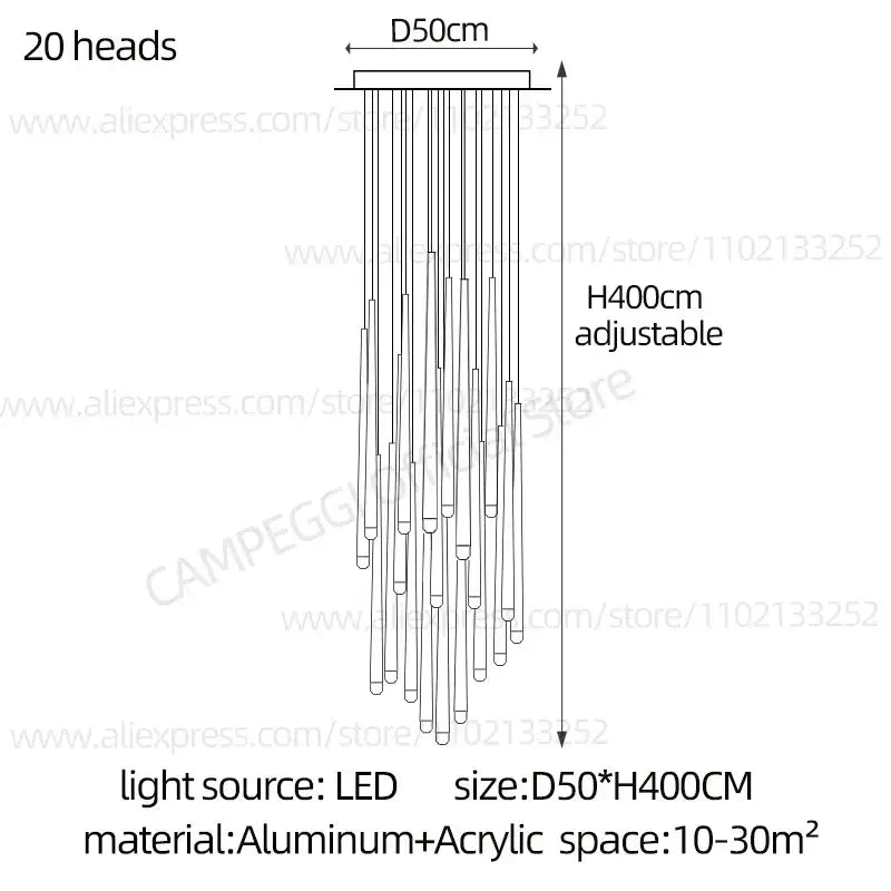 Modern gold conical led nordic chandelier dining room pendant light