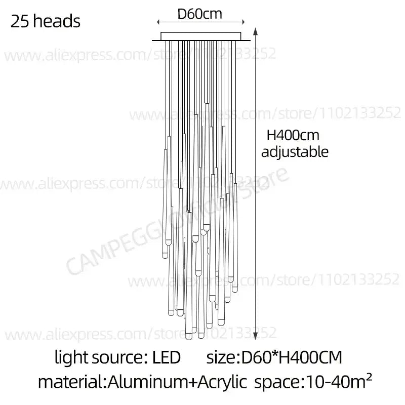 Modern gold conical led nordic chandelier dining room pendant light