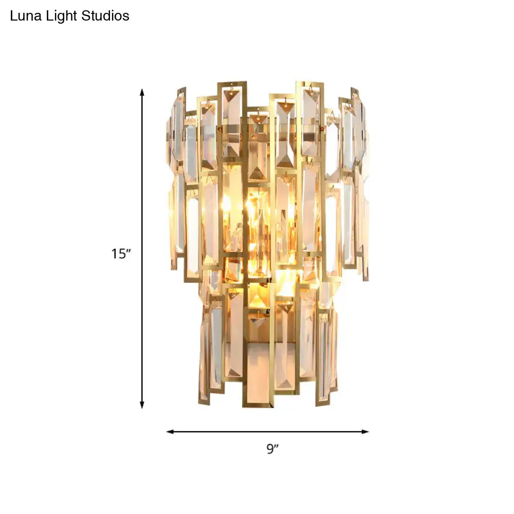 Modern gold crystal block sconce lighting bedroom wall lamp