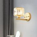 Modern gold crystal block wall sconce – bedroom lighting