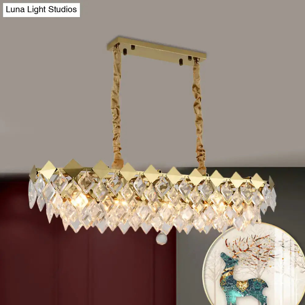 Modern gold crystal ceiling light fixture for dining room island