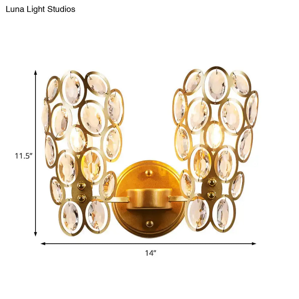 Modern gold crystal circles wall light for bedroom