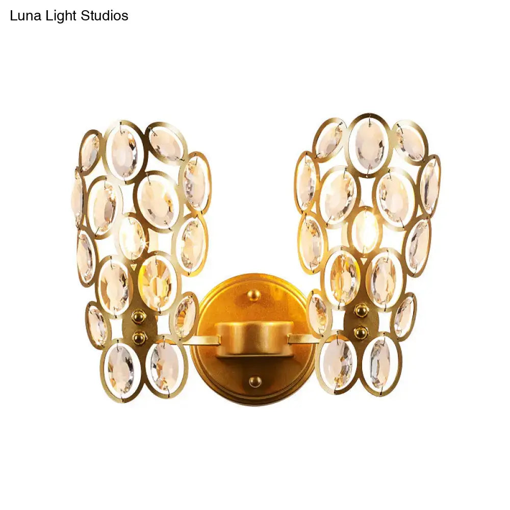 Modern gold crystal circles wall light for bedroom
