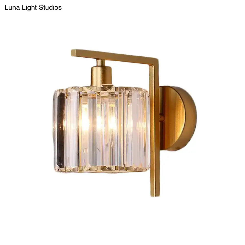 Modern gold crystal column wall sconce bedroom light