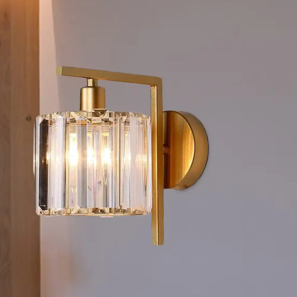 Modern gold crystal column wall sconce bedroom light