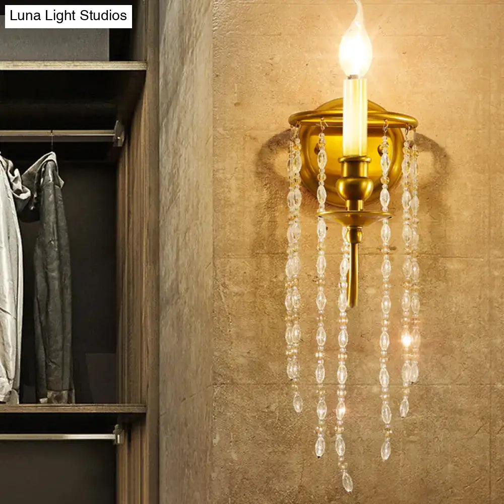 Modern gold crystal corridor wall lamp bedroom candle light