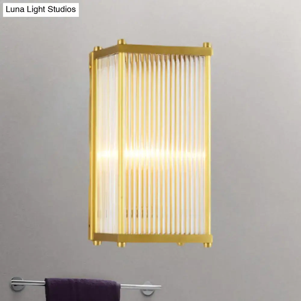 Modern gold crystal cuboid wall sconce light bedroom glass lamp