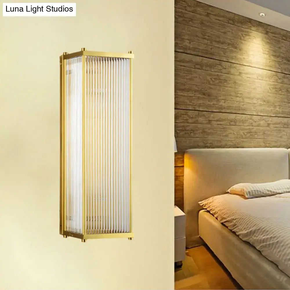 Modern gold crystal cuboid wall sconce light bedroom glass lamp