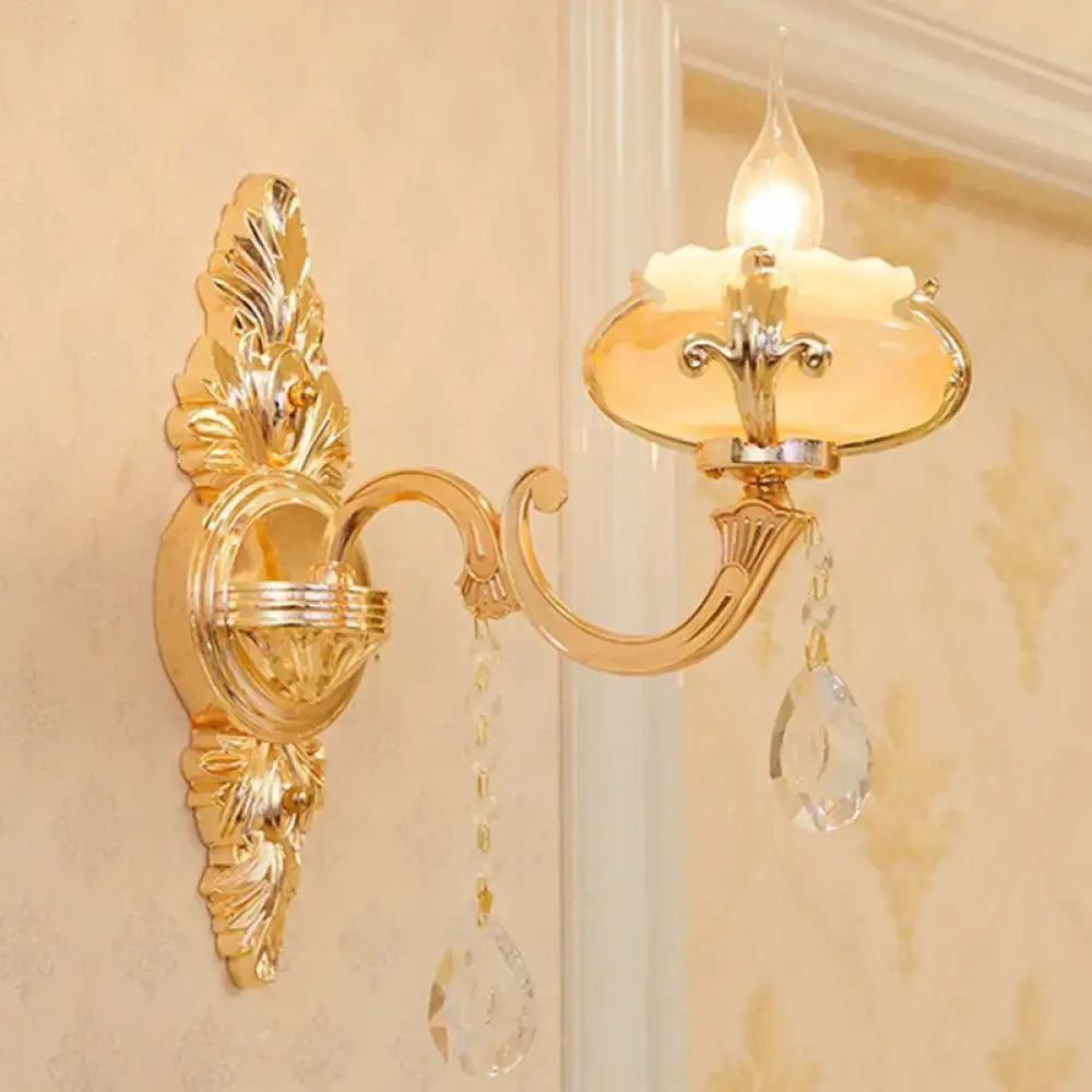 Modern gold crystal droplet wall mount light bedroom sconce