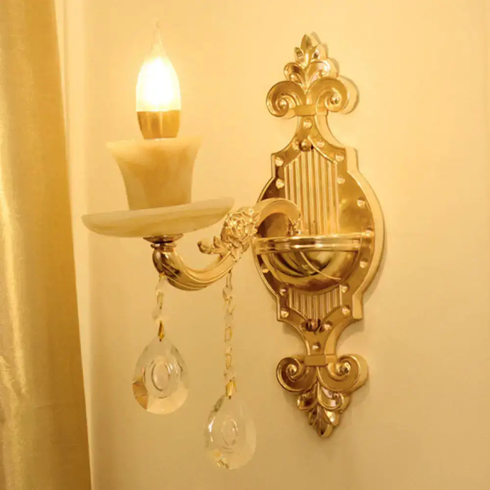 Modern gold crystal droplet wall mount light bedroom sconce