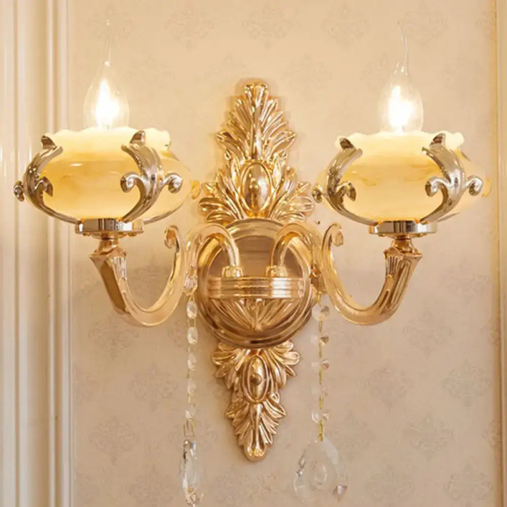 Modern gold crystal droplet wall mount light bedroom sconce