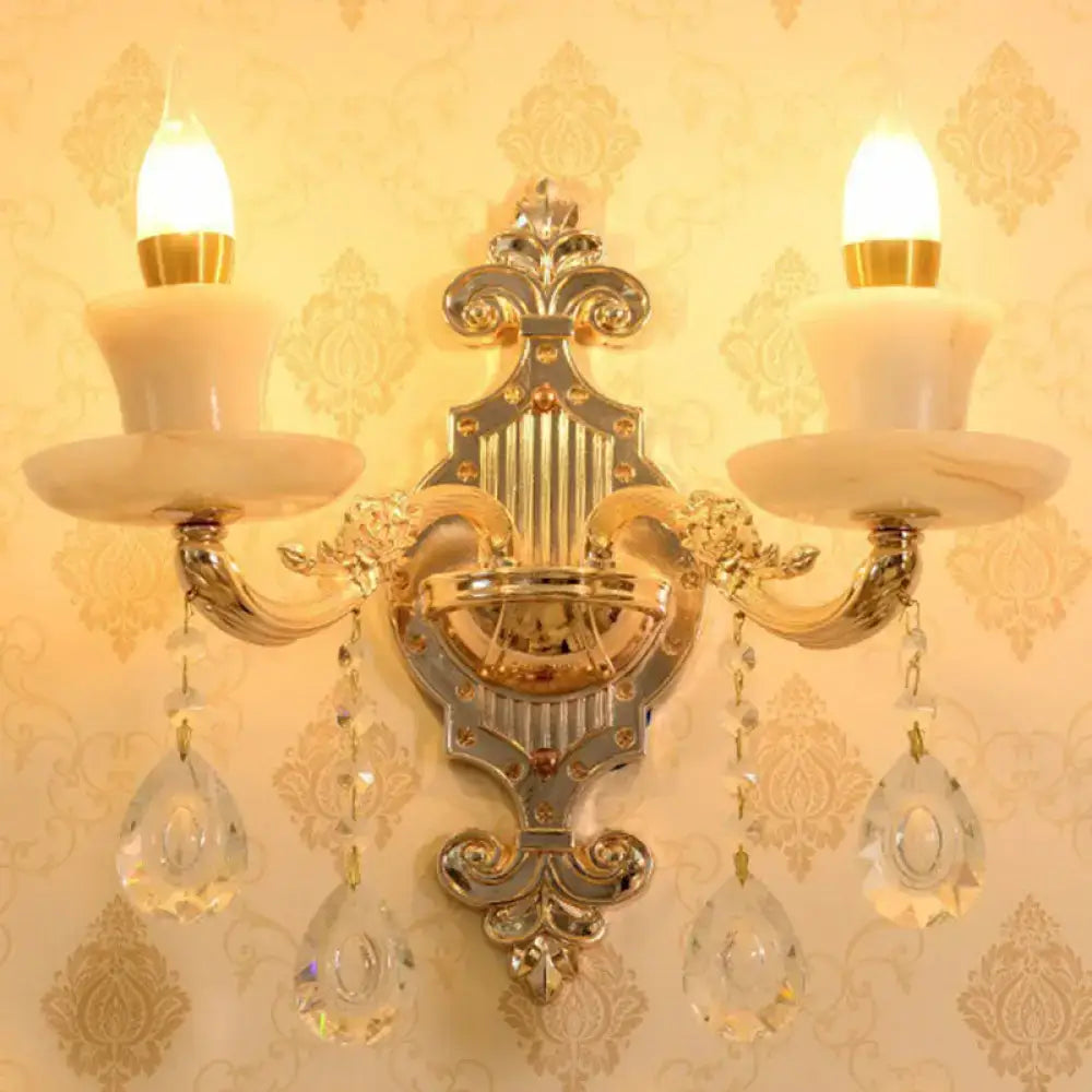 Modern gold crystal droplet wall mount light bedroom sconce