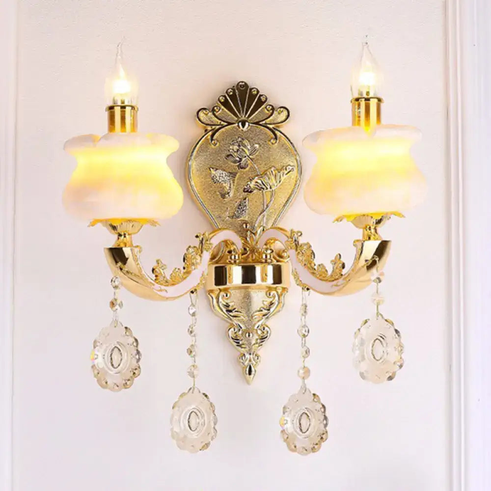 Modern gold crystal droplet wall mount light bedroom sconce