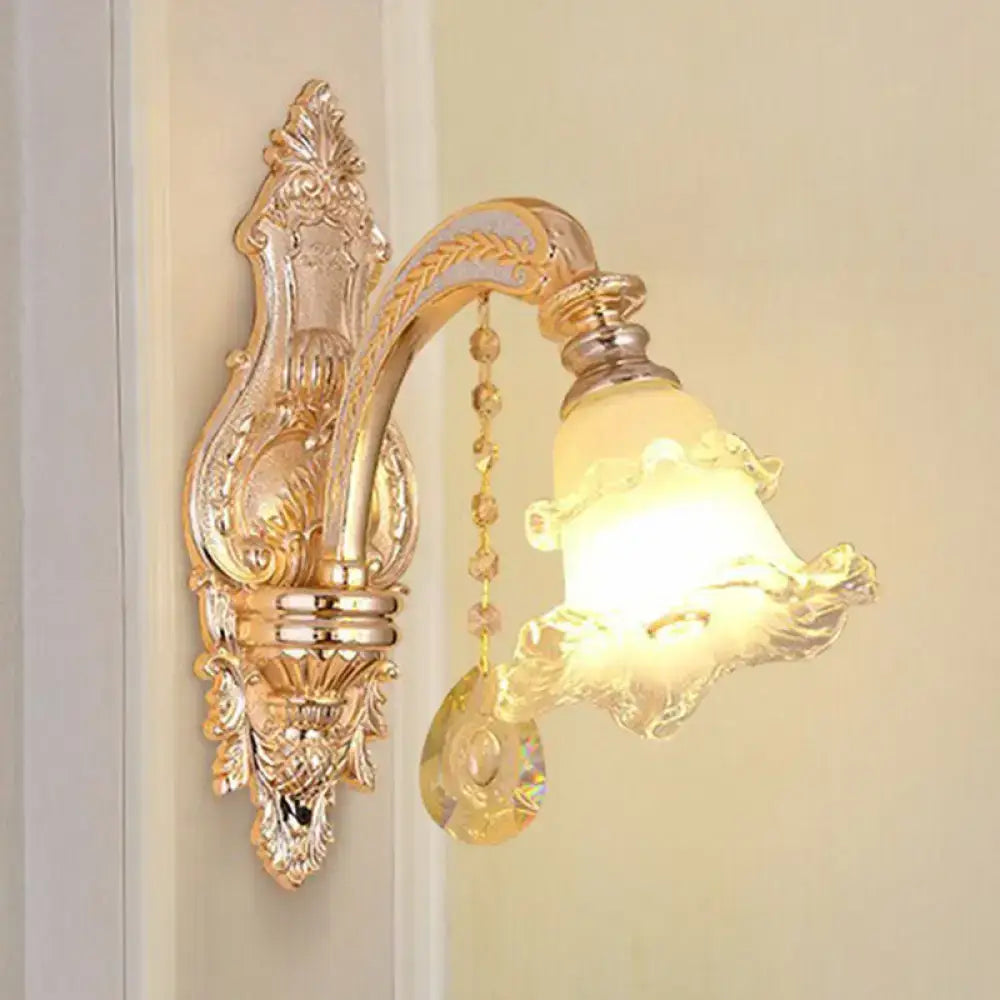 Modern gold crystal droplet wall mount light bedroom sconce