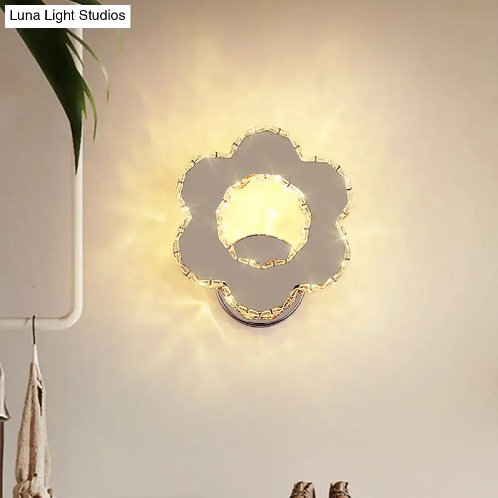 Modern gold crystal flower wall sconce bedroom warm white light