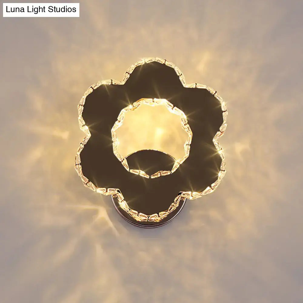 Modern gold crystal flower wall sconce bedroom warm white light