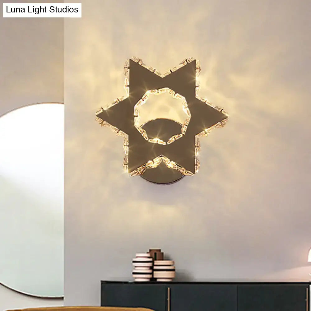 Modern gold crystal flower wall sconce bedroom warm white light