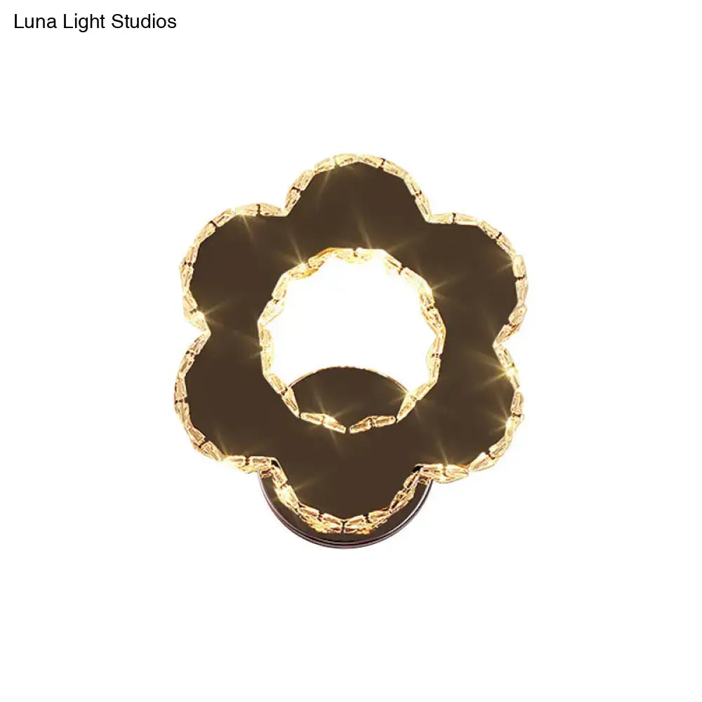 Modern gold crystal flower wall sconce bedroom warm white light