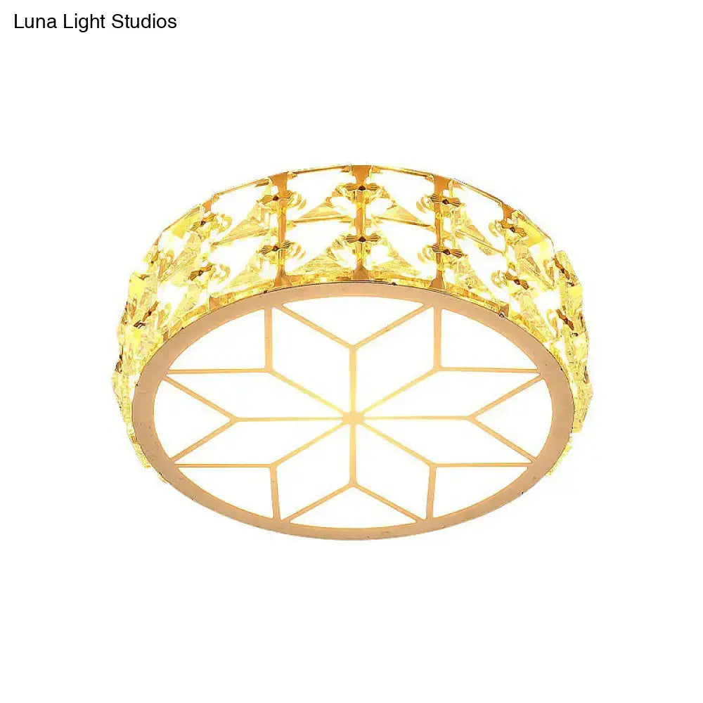 Modern gold crystal flush mount ceiling light for passageway