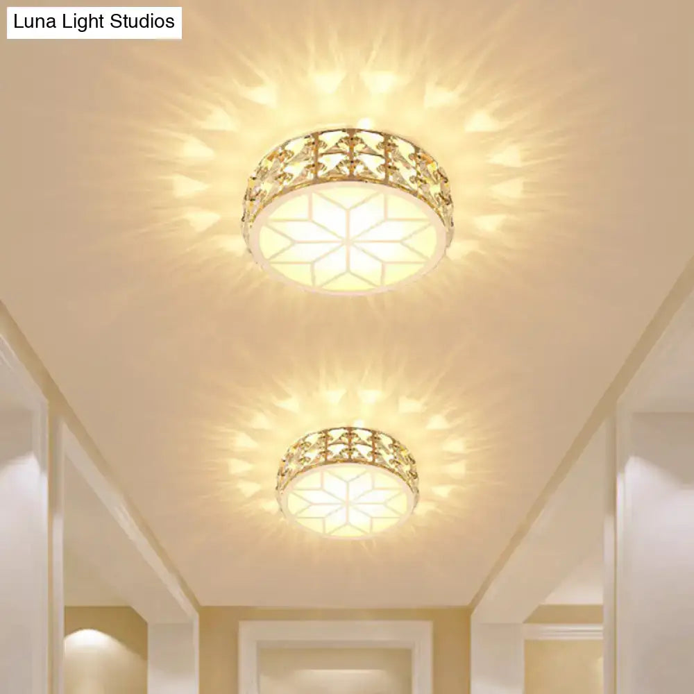 Modern gold crystal flush mount ceiling light for passageway