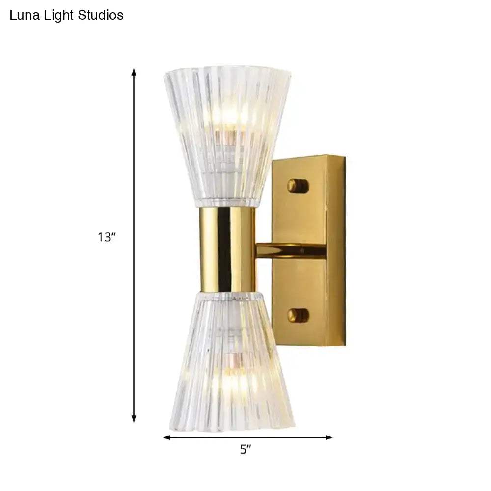 Modern gold crystal hourglass wall light fixture bedroom wall light
