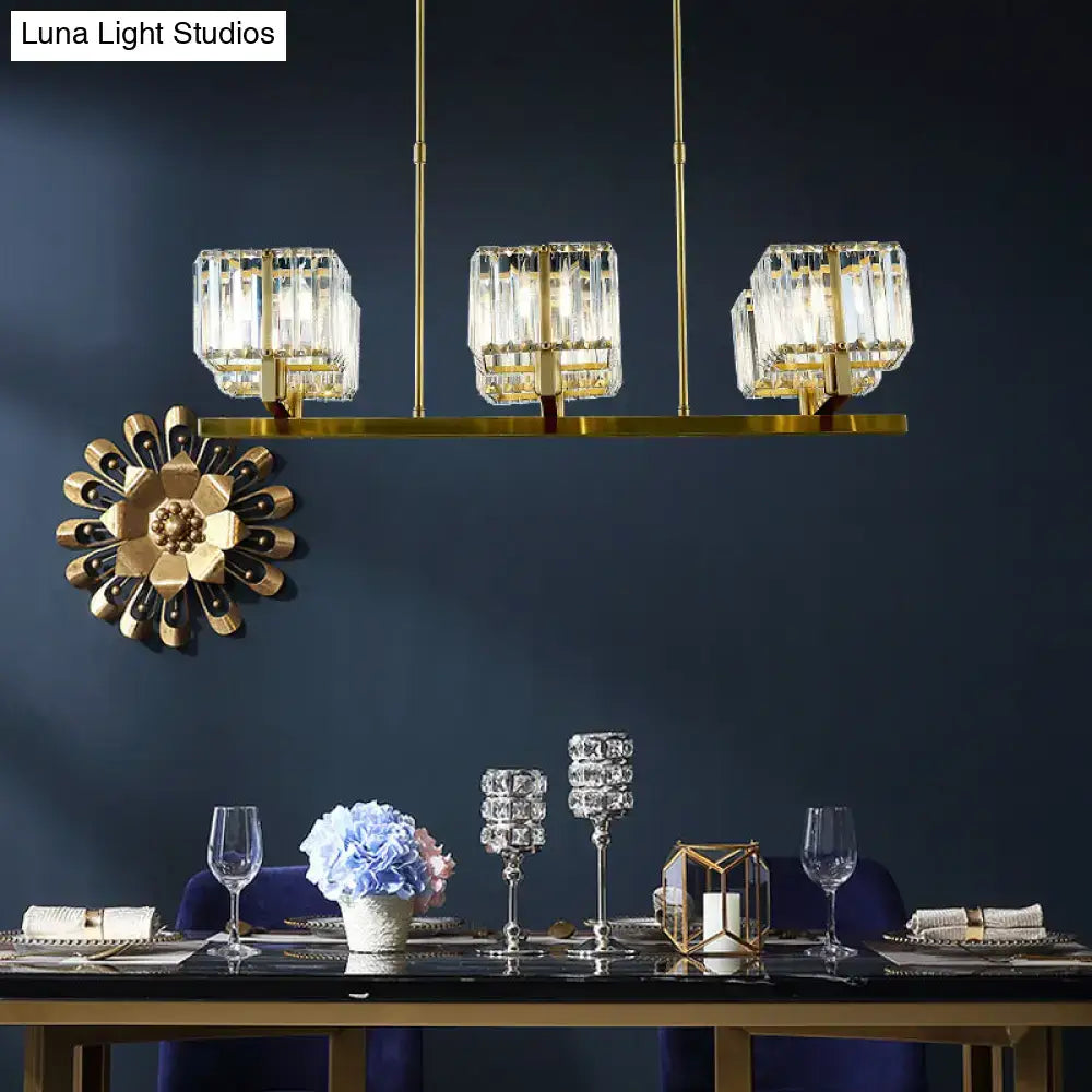 Modern gold crystal island light fixture dining room 6 head e12 e14