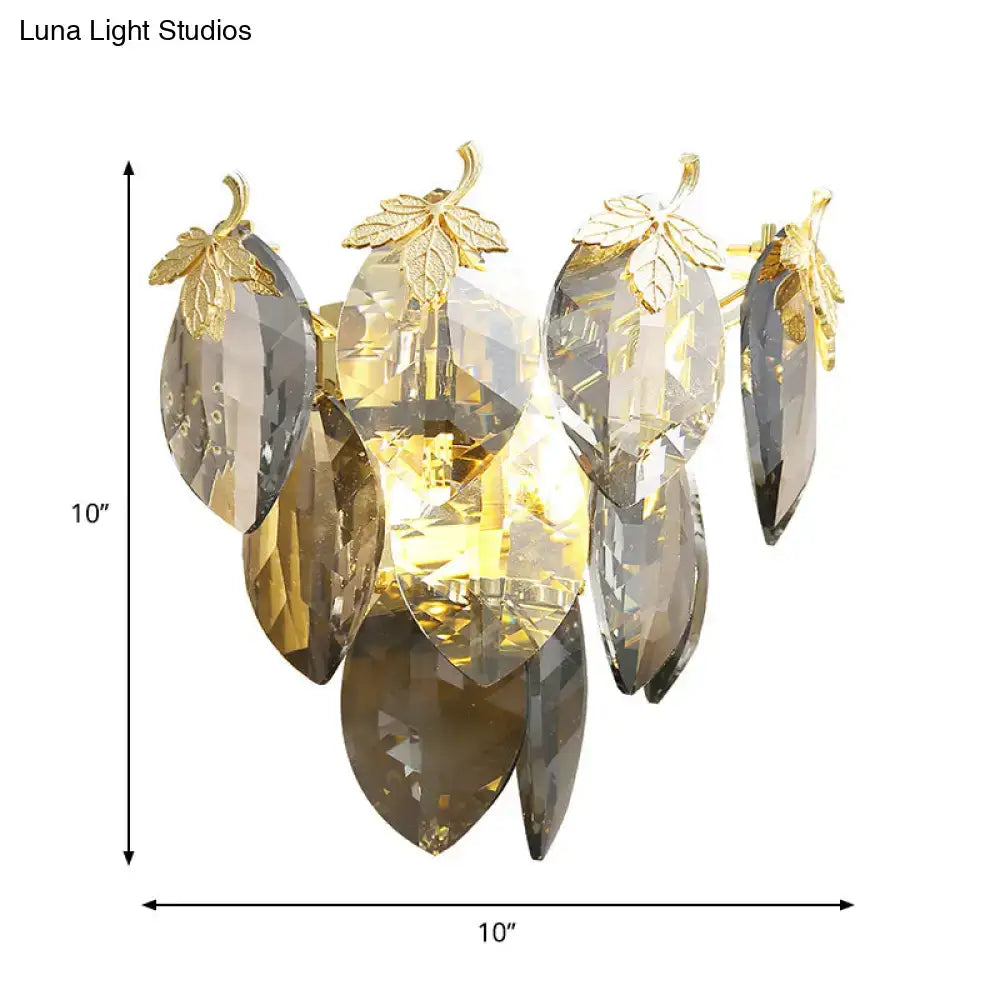 Modern gold crystal leaf wall lamp study room bulb base compatible