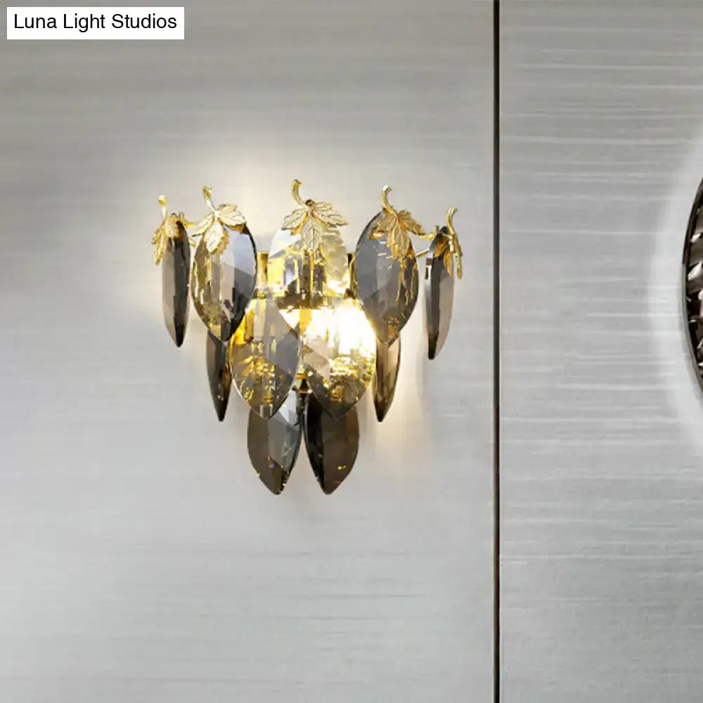 Modern gold crystal leaf wall lamp study room bulb base compatible