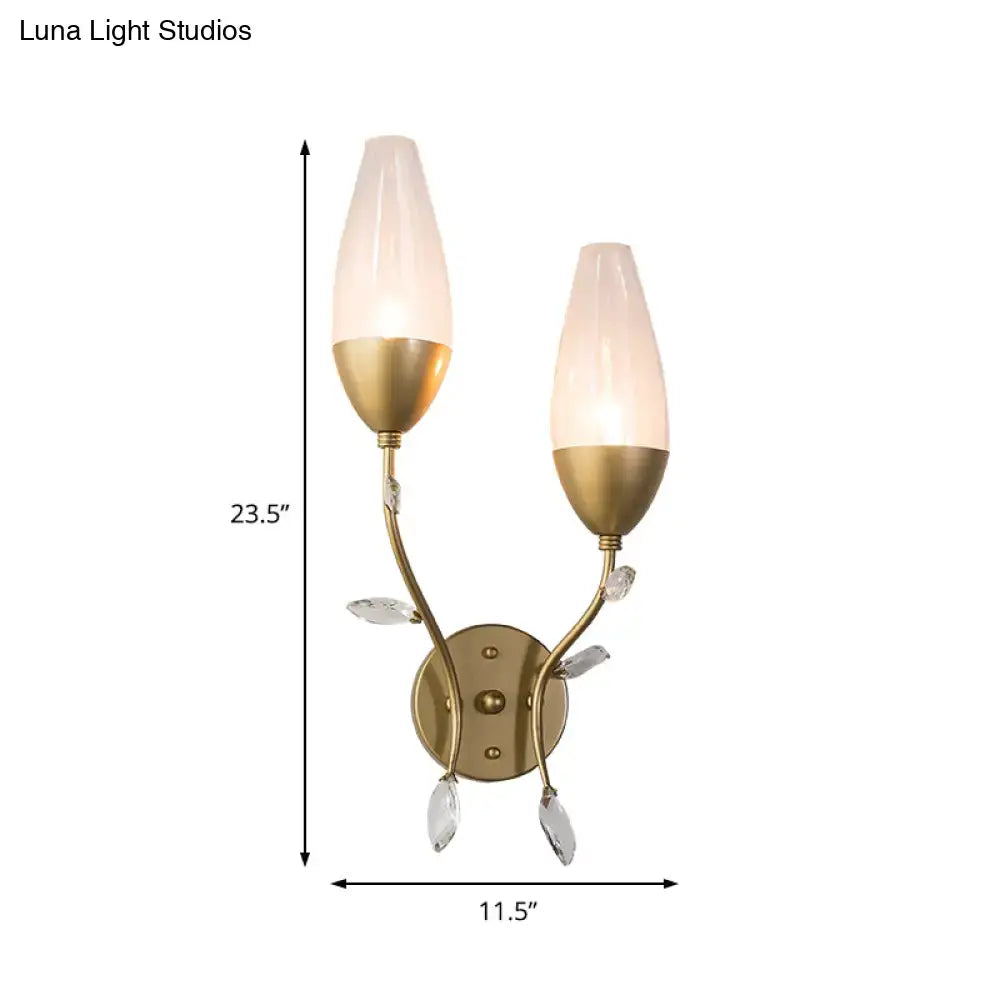 Modern gold crystal leaf wall sconce bedroom light